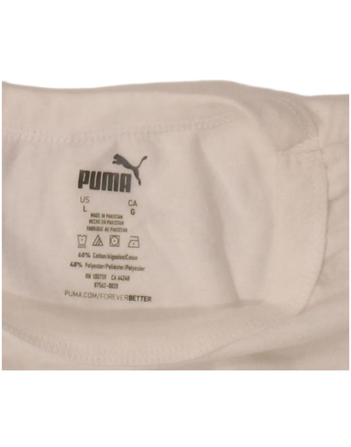 PUMA Mens T-Shirt Top Large White Cotton