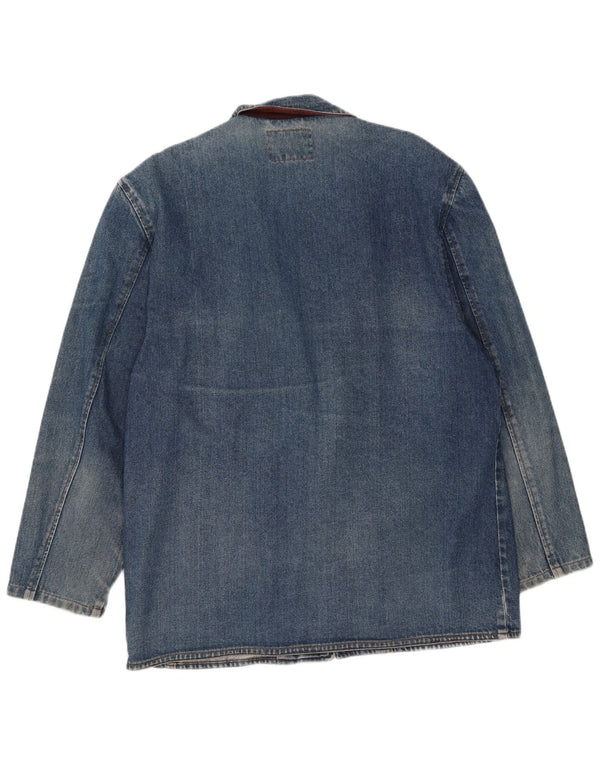 Vintage Mens 1 Button Denim Blazer Jacket IT 48 Medium Blue Cotton