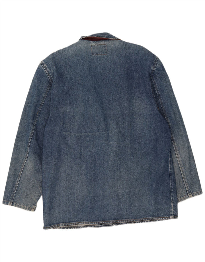 Vintage Mens 1 Button Denim Blazer Jacket IT 48 Medium Blue Cotton