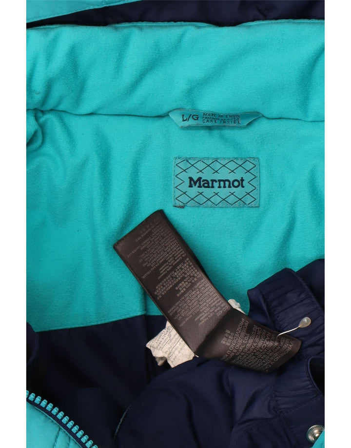 Marmot Girls Hooded Padded Jacket 11-12 Years Large Green Polyester