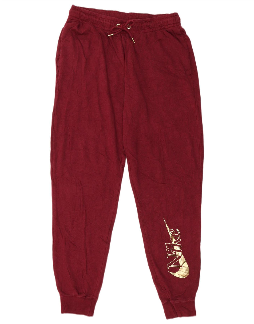 NIKE Womens Graphic Tracksuit Trousers Joggers UK 10 Small  Maroon Cotton