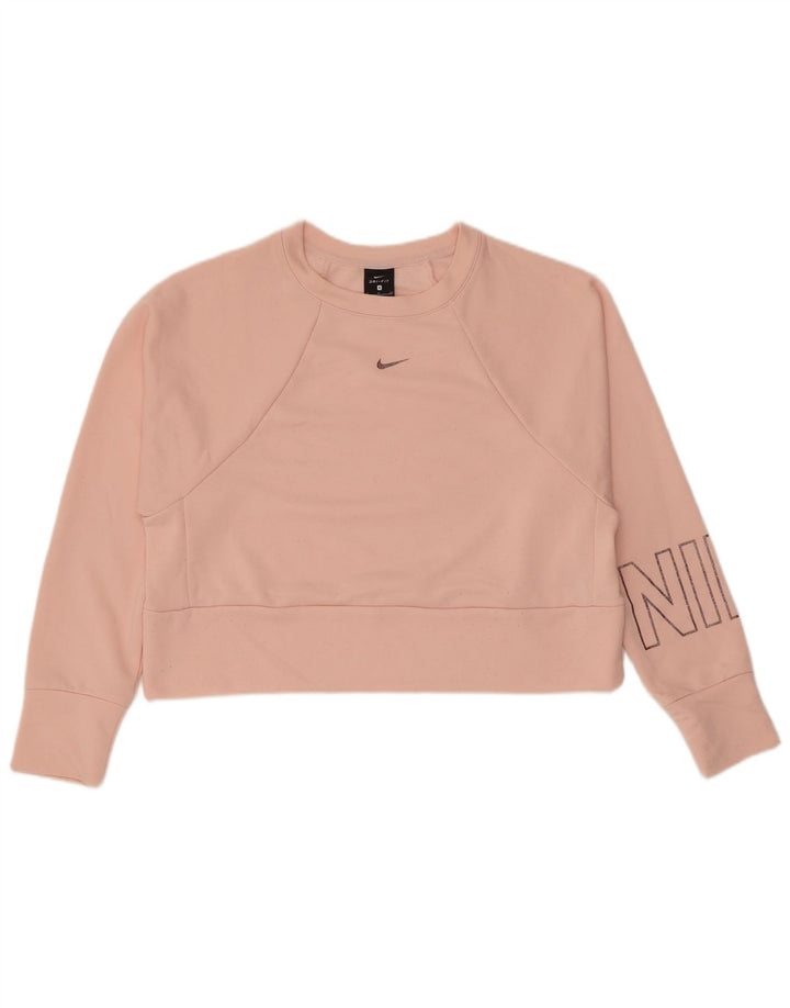Nike Womens Oversized Graphic Crop Sweatshirt Jumper UK 10 Small Pink