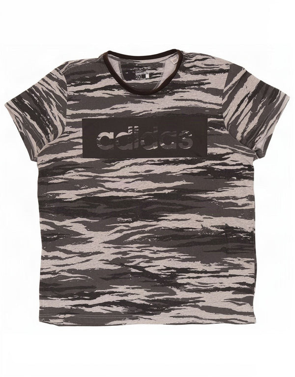 Adidas Mens Climalite Graphic T-Shirt Top 2XL Grey Camouflage Cotton