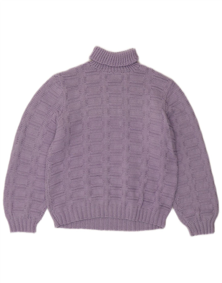 VINTAGE Womens Roll Neck Jumper Sweater UK 12 Medium Purple