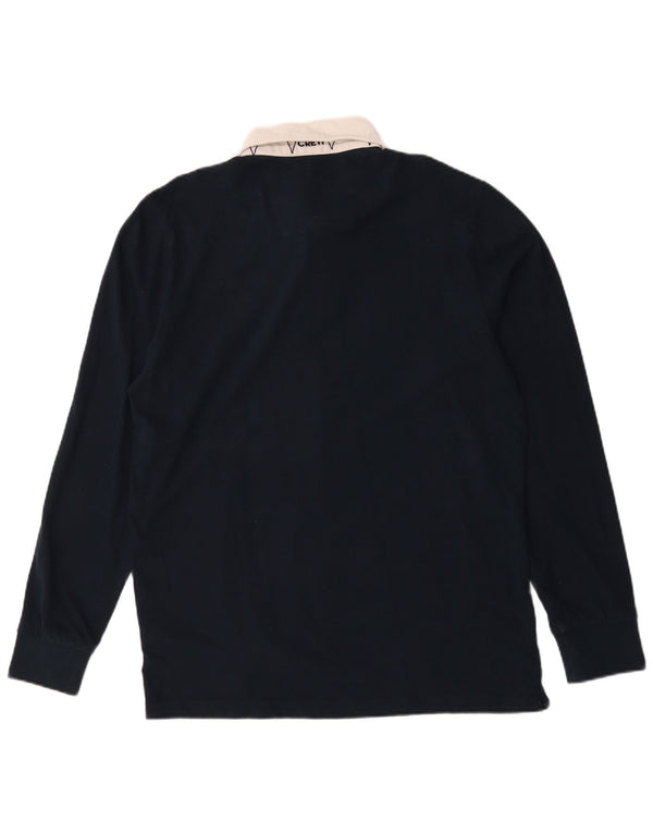 Crew Clothing Mens Long Sleeve Rugby Polo Shirt Large Navy Blue Colourblock