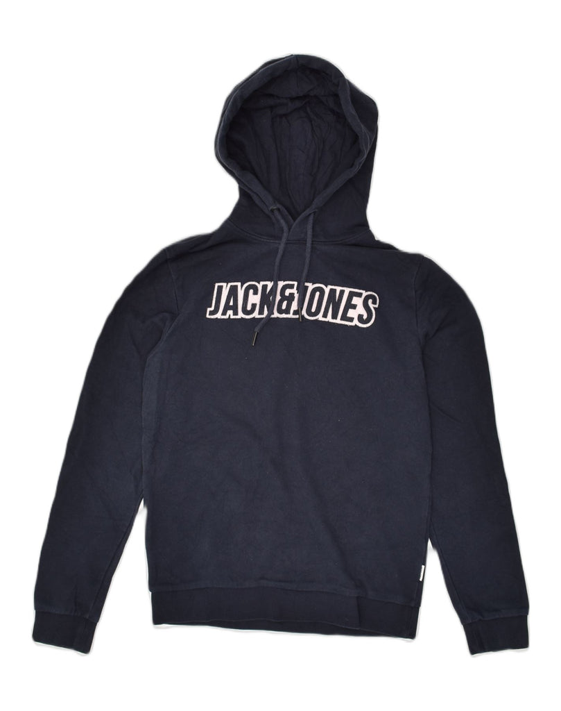 JACK & JONES Mens Graphic Hoodie Jumper XS Navy Blue Cotton | Vintage Jack & Jones | Thrift | Second-Hand Jack & Jones | Used Clothing | Messina Hembry 