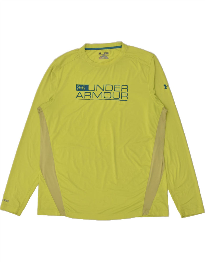 UNDER ARMOUR Mens Graphic Top Long Sleeve XL Yellow Polyester | Vintage Under Armour | Thrift | Second-Hand Under Armour | Used Clothing | Messina Hembry 