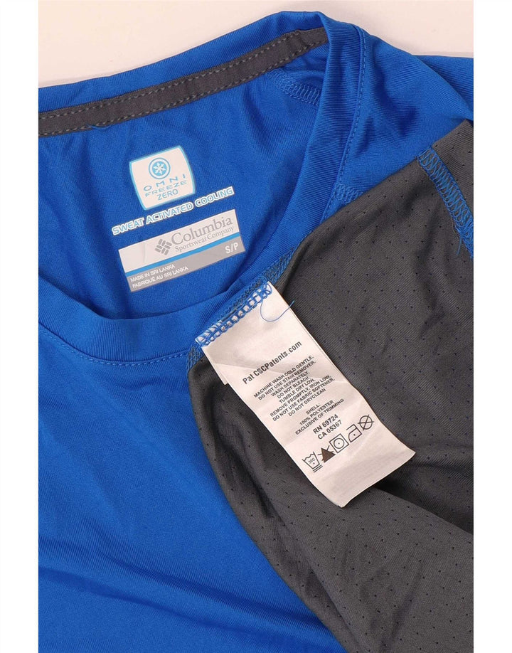 Columbia Mens Omni-Freeze Zero T-Shirt Top Small Blue Colourblock Polyester
