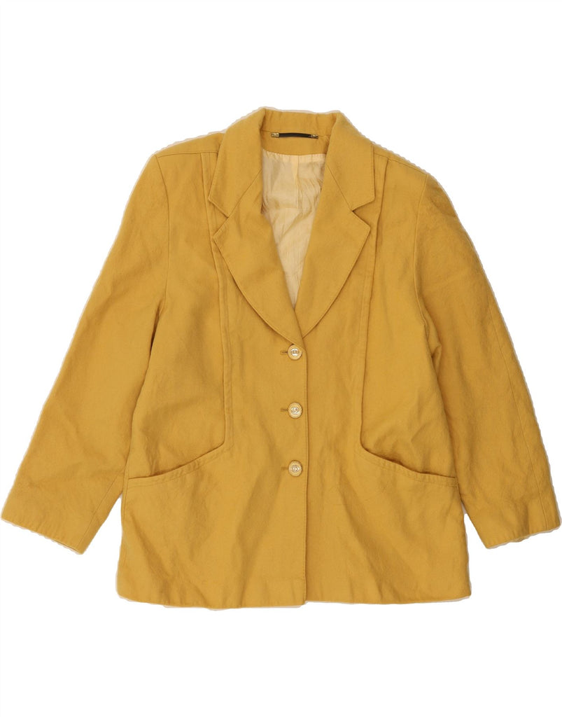 DORENE Womens 3/4 Sleeve 3 Button Blazer Jacket UK 18 XL Yellow New Wool Vintage Dorene and Second-Hand Dorene from Messina Hembry 