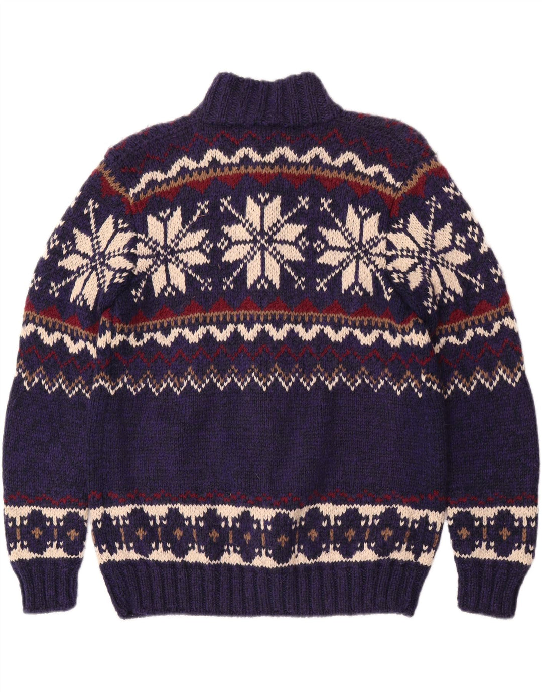 Vintage Mens Cardigan Sweater Medium Blue Fair Isle