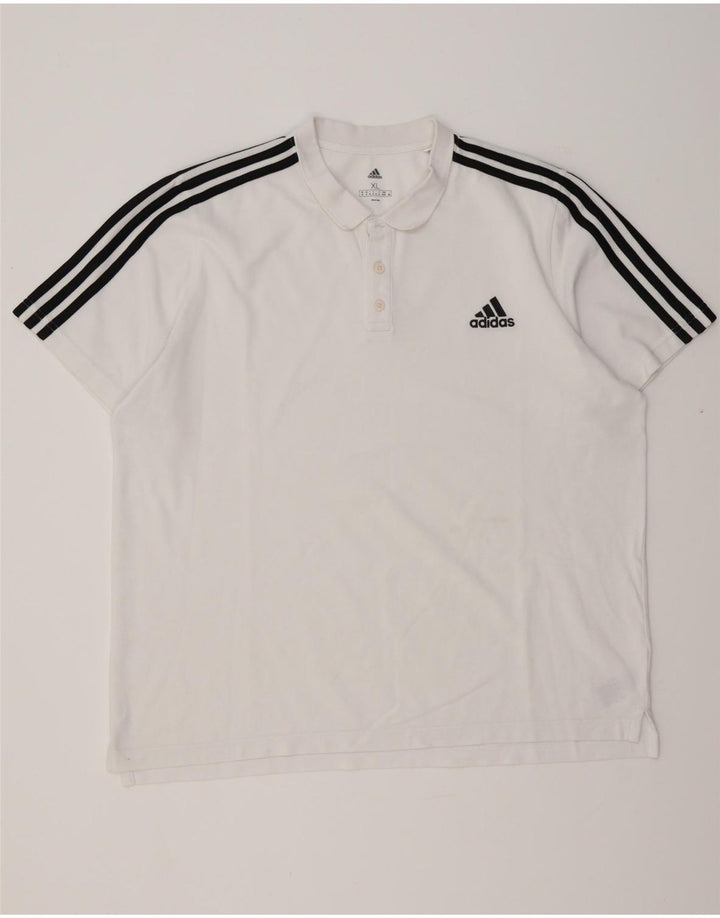 ADIDAS Mens Polo Shirt XL White Cotton