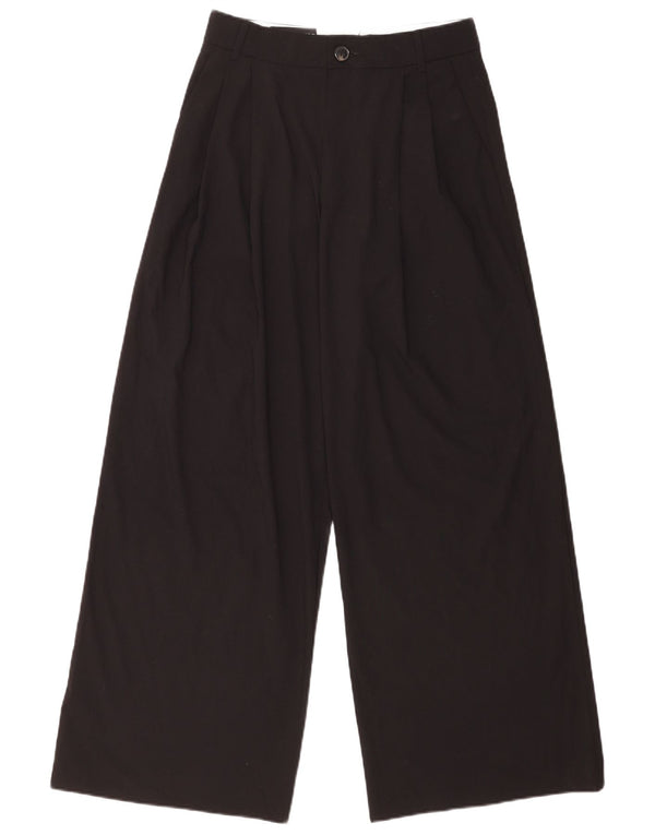Zara Womens High Waist Wide Leg Casual Trousers Small W26 L31 Black