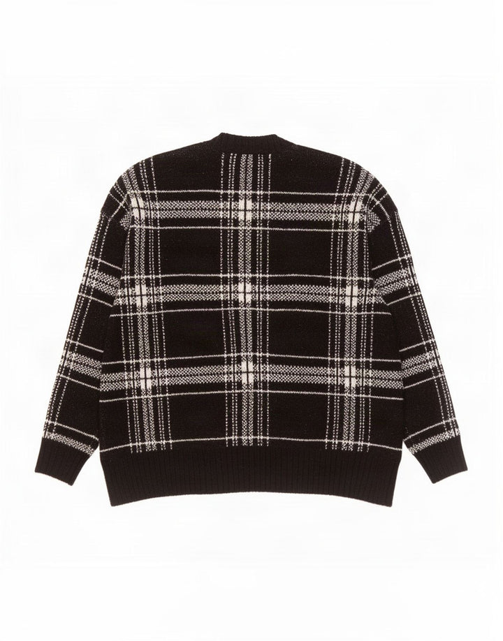 Marks & Spencer Mens Crew Neck Jumper Sweater Large Black Check Acrylic