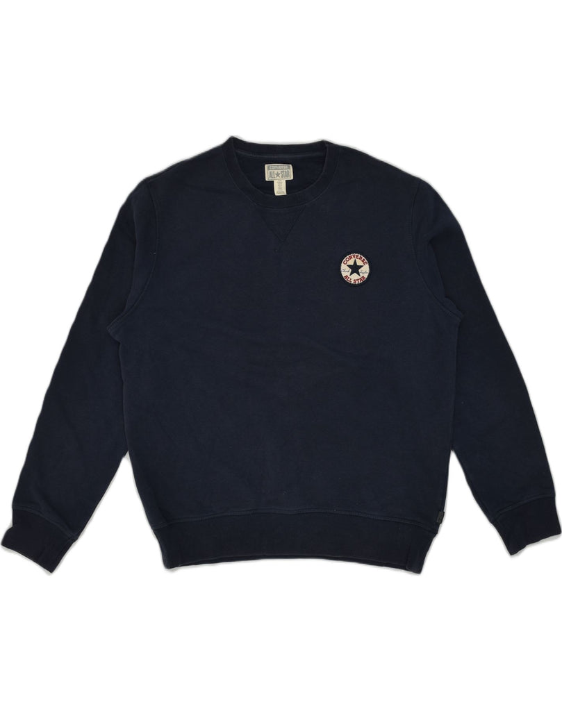 CONVERSE Mens Sweatshirt Jumper Medium Navy Blue Cotton | Vintage Converse | Thrift | Second-Hand Converse | Used Clothing | Messina Hembry 