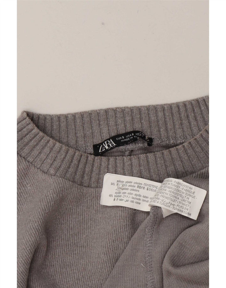 Zara Womens Loose Fit Top Long Sleeve UK 10 Small Grey Polyester