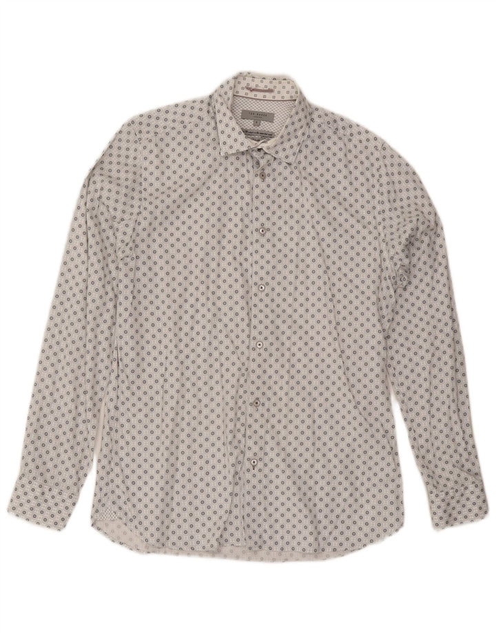 Ted Baker Mens Shirt Size 3 Medium White Geometric Cotton