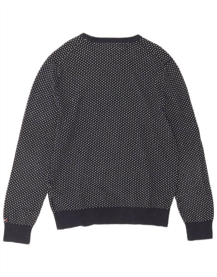 Tommy Hilfiger Mens Crew Neck Jumper Sweater Medium Navy Blue Spotted