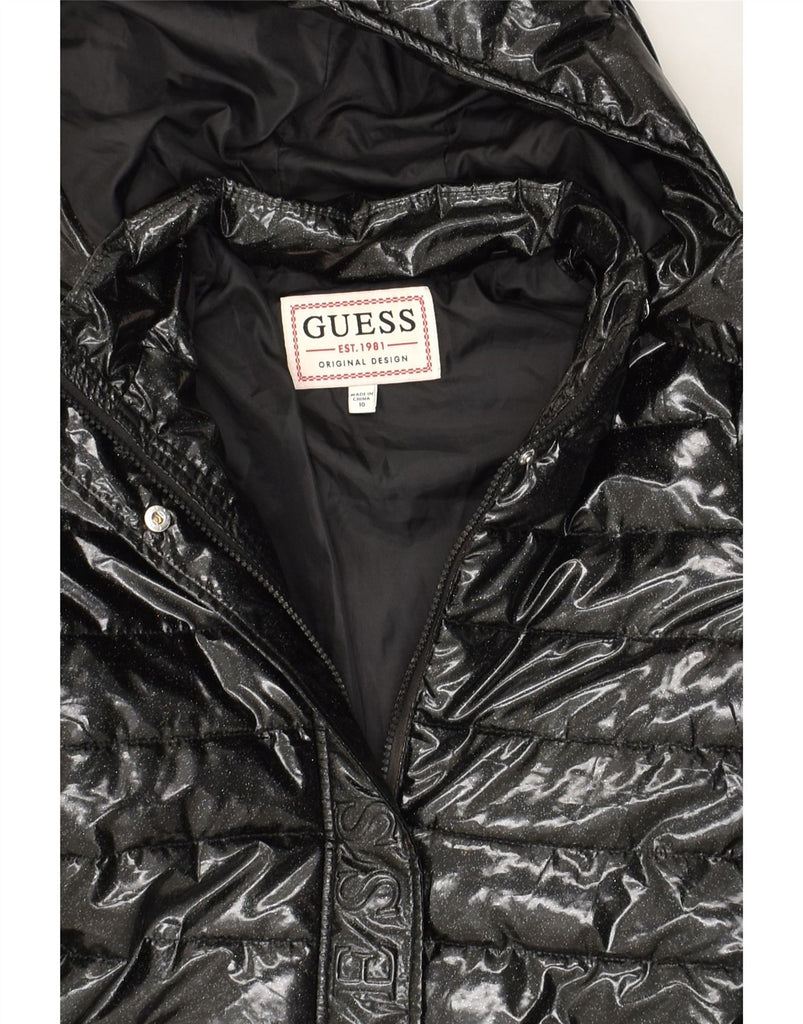 GUESS Girls Hooded Padded Coat 9-10 Years Black Polyester | Vintage Guess | Thrift | Second-Hand Guess | Used Clothing | Messina Hembry 