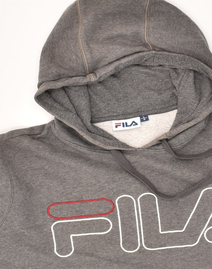 FILA Mens Graphic Hoodie Jumper Large Grey Cotton | Vintage Fila | Thrift | Second-Hand Fila | Used Clothing | Messina Hembry 