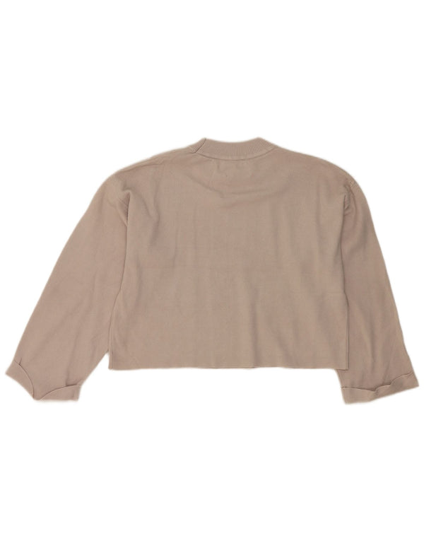 Zara Girls Crop Crew Neck Jumper Sweater 13-14 Years Beige Viscose