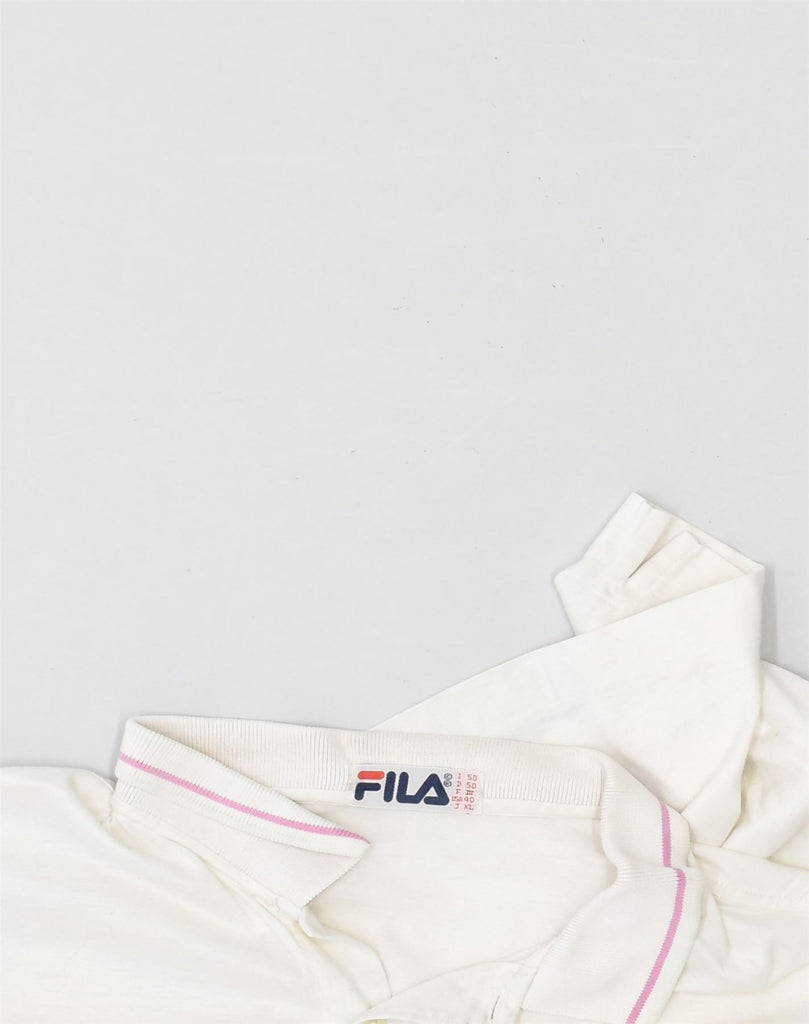 FILA Mens Polo Shirt IT 50 Large White Cotton | Vintage Fila | Thrift | Second-Hand Fila | Used Clothing | Messina Hembry 