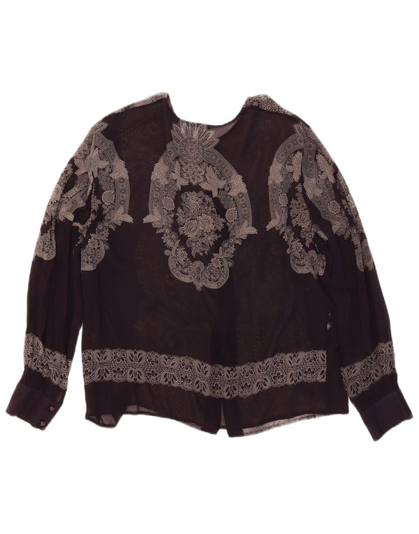 MIMMINA Womens See Through Shirt Blouse IT 44 Medium Black Floral