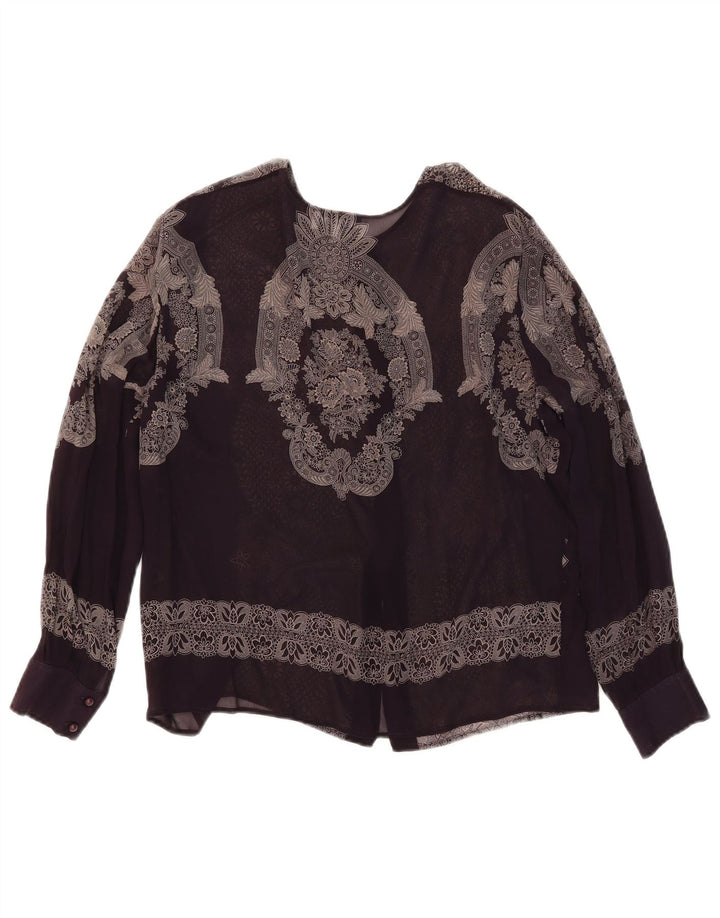 MIMMINA Womens See Through Shirt Blouse IT 44 Medium Black Floral