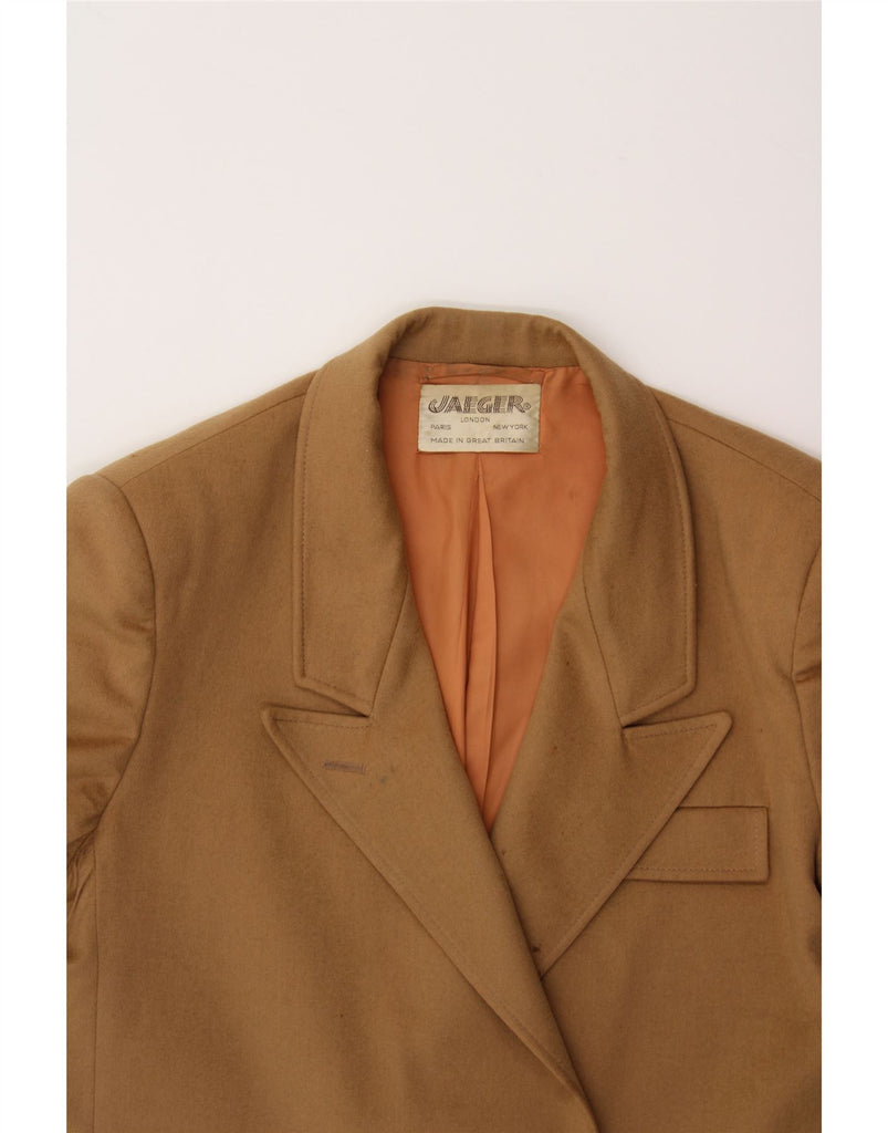 JAEGER Womens Double Breasted Blazer Jacket UK 16 Large Brown Wool Vintage Jaeger and Second-Hand Jaeger from Messina Hembry 