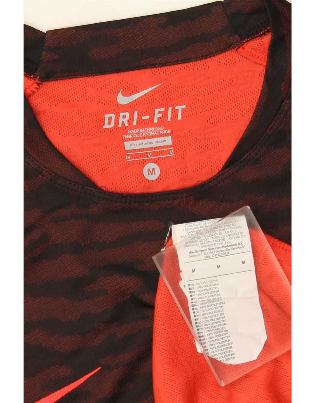 Nike Mens Dri Fit T-Shirt Top Medium Burgundy Animal Print Polyester
