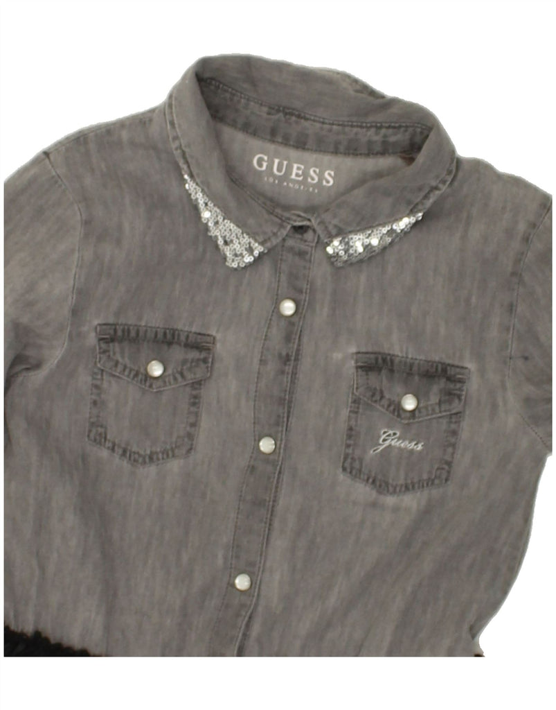 GUESS Girls Pullover Denim Shirt Dress 5-6 Years Grey Colourblock | Vintage Guess | Thrift | Second-Hand Guess | Used Clothing | Messina Hembry 