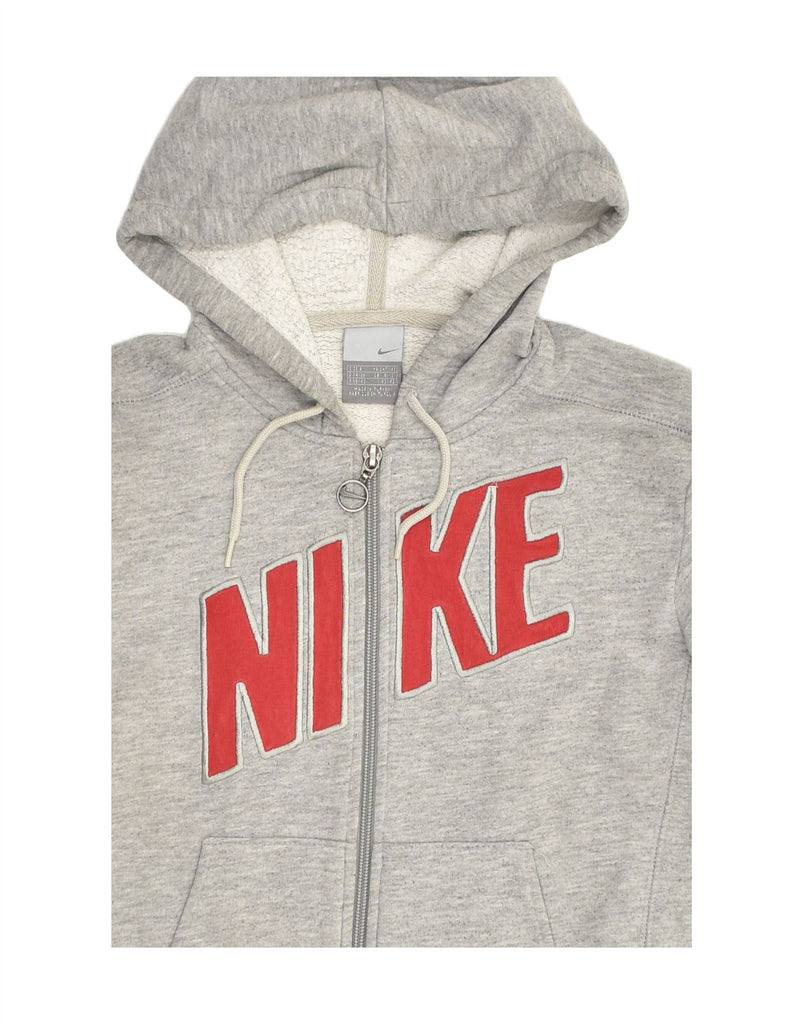 NIKE Girls Graphic Zip Hoodie Sweater 8-9 Years Grey | Vintage Nike | Thrift | Second-Hand Nike | Used Clothing | Messina Hembry 