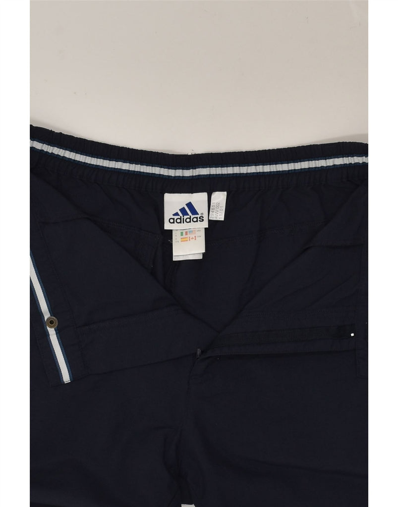 ADIDAS Mens Straight Capri Trousers W32 L20 Navy Blue Nylon | Vintage Adidas | Thrift | Second-Hand Adidas | Used Clothing | Messina Hembry 