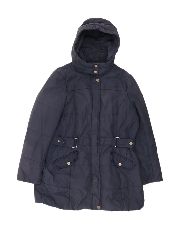 Esprit Womens Hooded Padded Coat UK 18 XL Navy Blue Polyamide