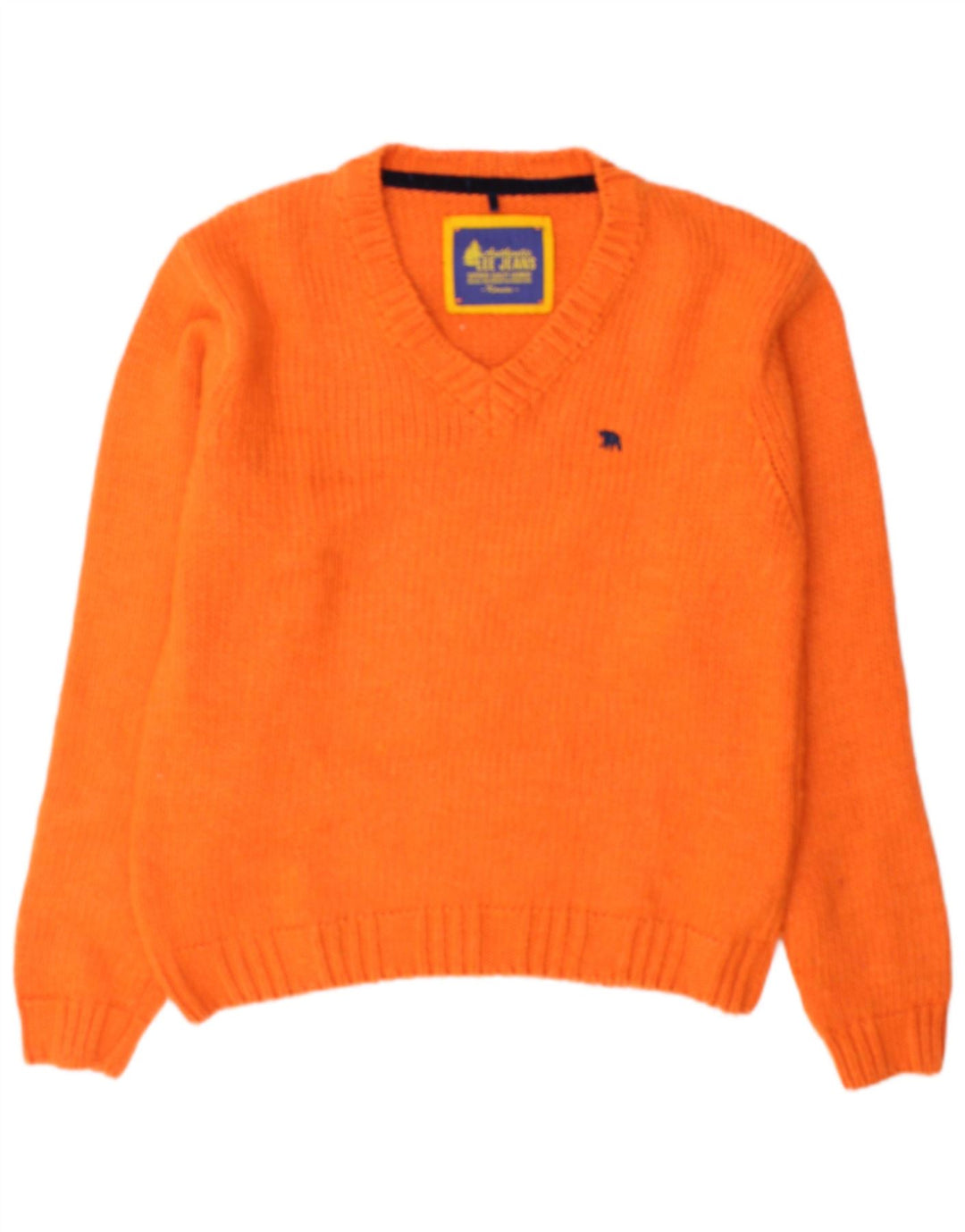 Lee Mens V-Neck Jumper Sweater Medium Orange Acrylic