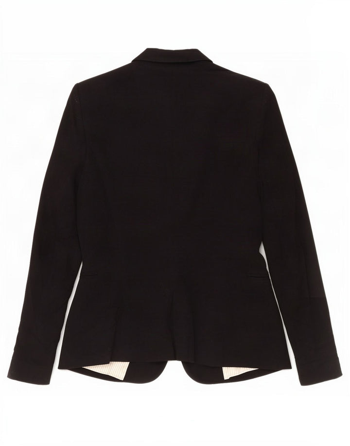 Zara Womens 1 Button Blazer Jacket UK 8 Small Black Acetate