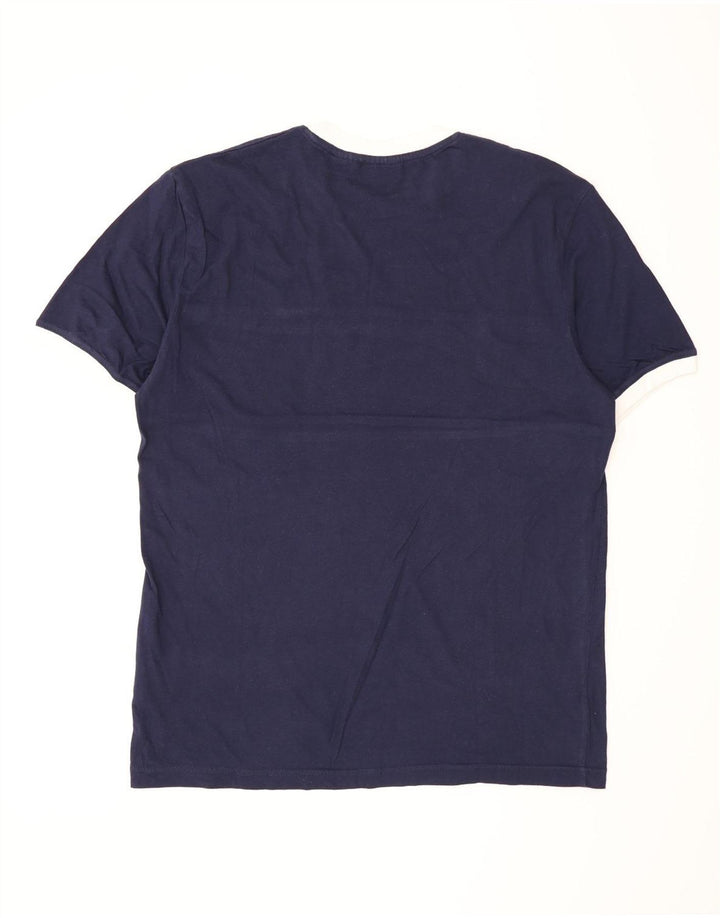 Fila Mens T-Shirt Top Large Navy Blue Striped Cotton