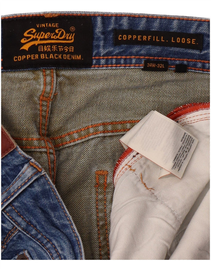 Superdry Mens Copperfill Loose Slim Jeans W34 L32 Blue Cotton