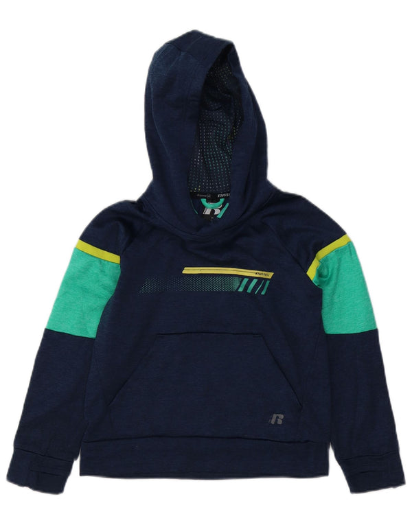 RUSSELL ATHLETIC Boys Hoodie Jumper 7-8 Years Medium  Navy Blue
