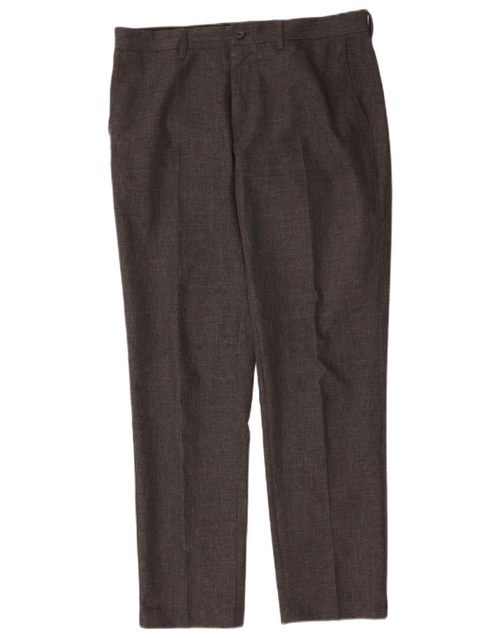 Marks & Spencer Mens Slim Suit Trousers W34 L31 Grey Polyester