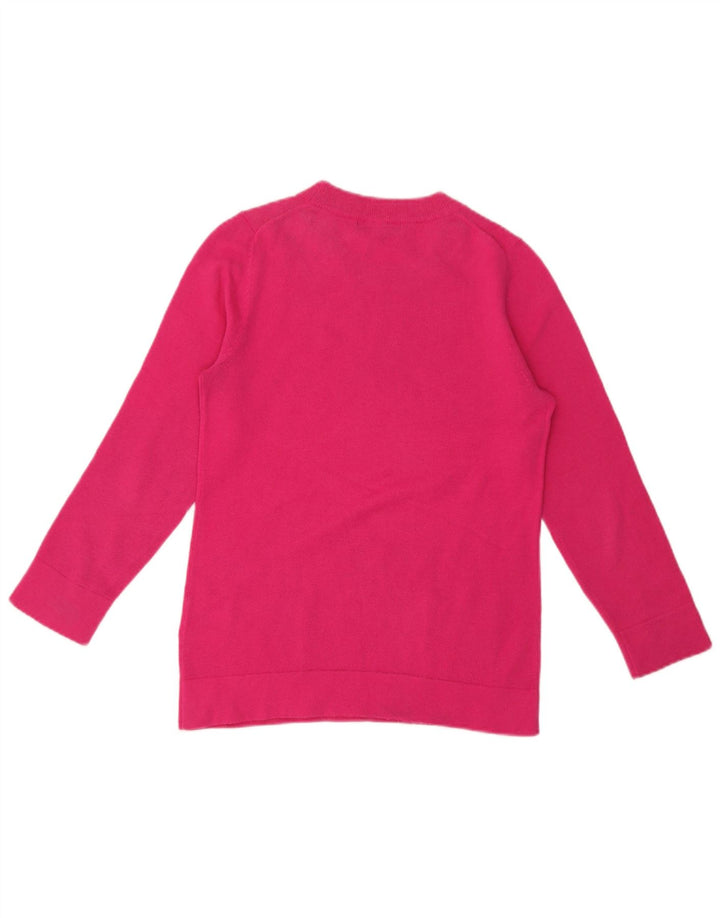 Jaeger Womens Crew Neck Jumper Sweater UK 10 Small Pink Wool