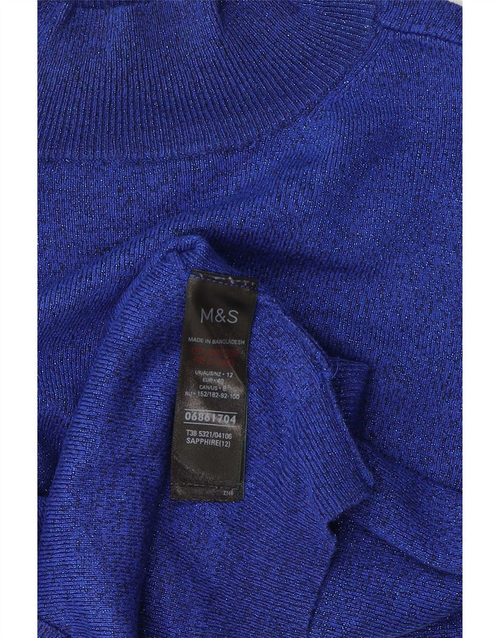 Marks & Spencer Womens Crop Turtle Neck Jumper Sweater UK 12 Medium Blue