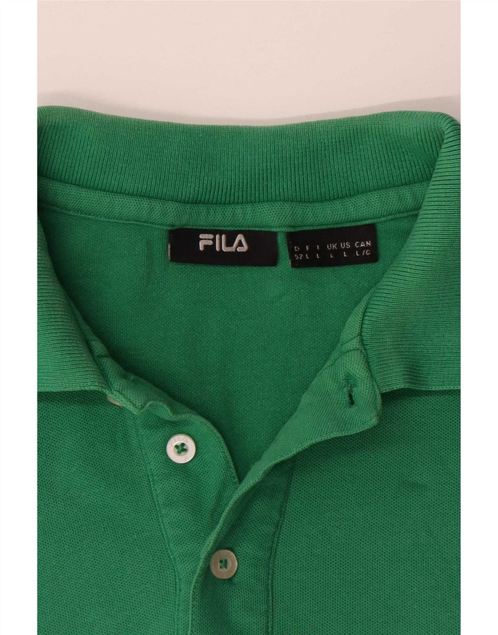 Fila Mens Polo Shirt Large Green Cotton