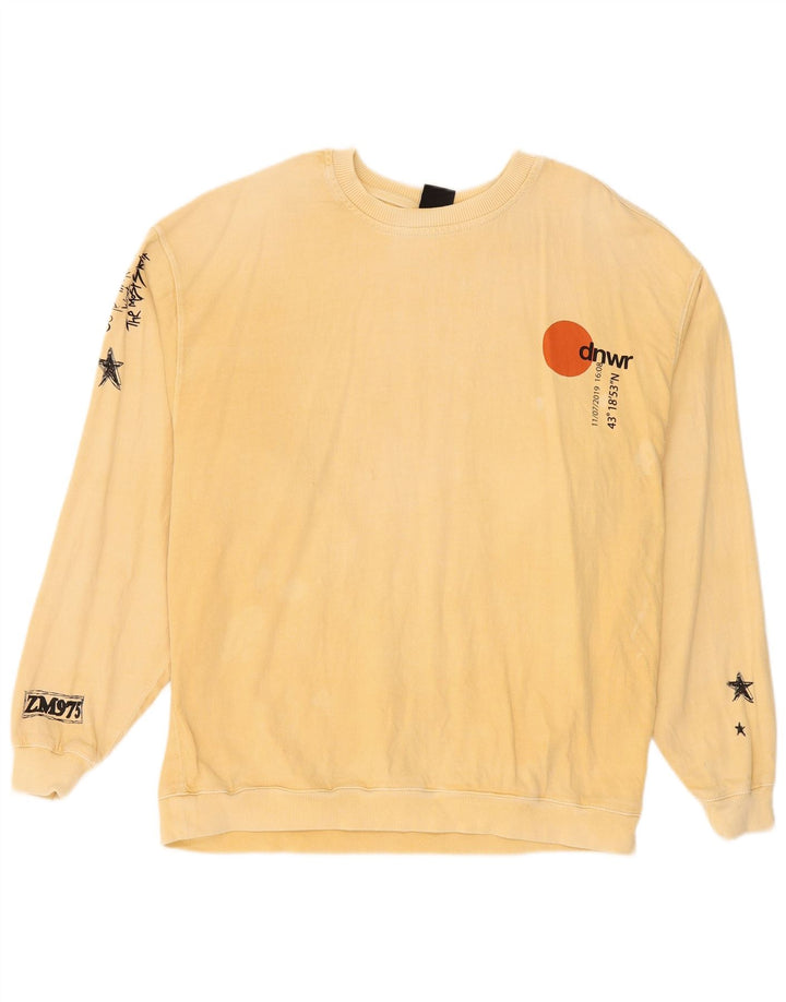 Zara Mens Graphic Sweatshirt Jumper Medium Beige Cotton