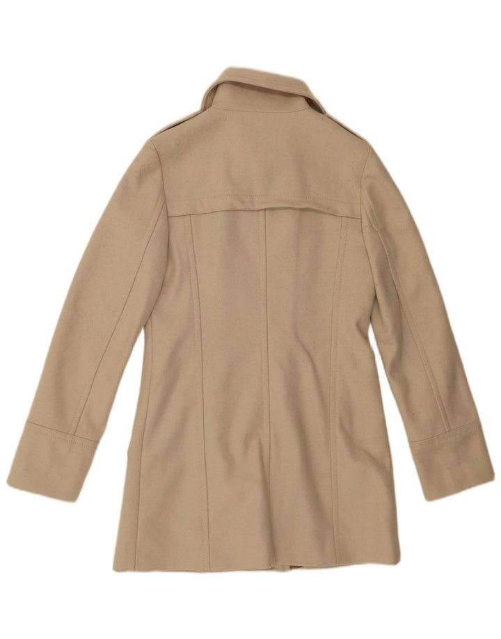 Sisley Womens Double Breasted Coat IT 40 Small Beige Wool