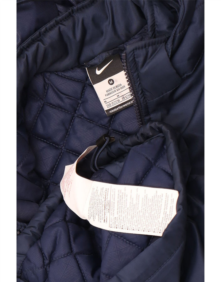 Nike Boys Hooded Padded Jacket 10-11 Years Medium Navy Blue Polyester