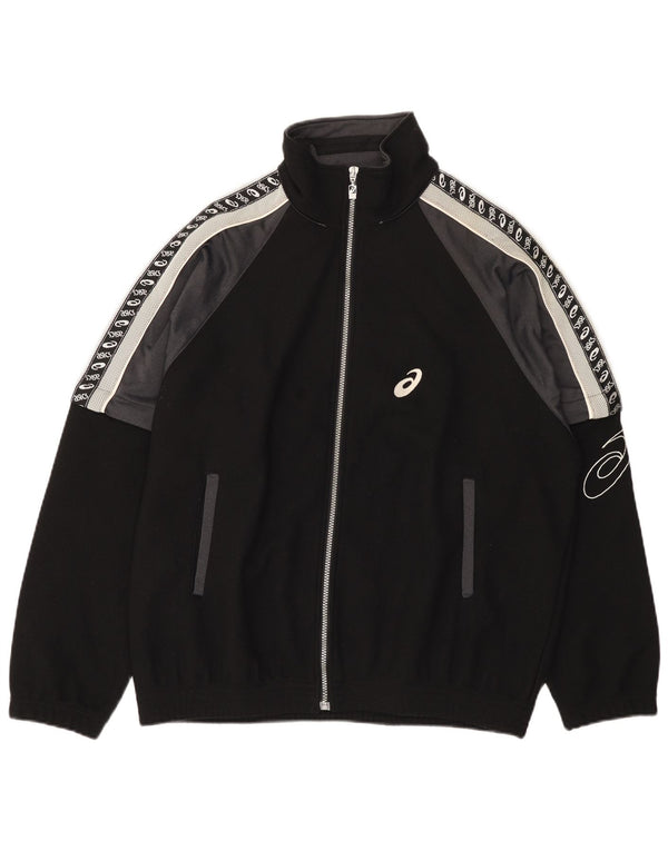 Asics Mens Graphic Tracksuit Top Jacket Large Black Colourblock