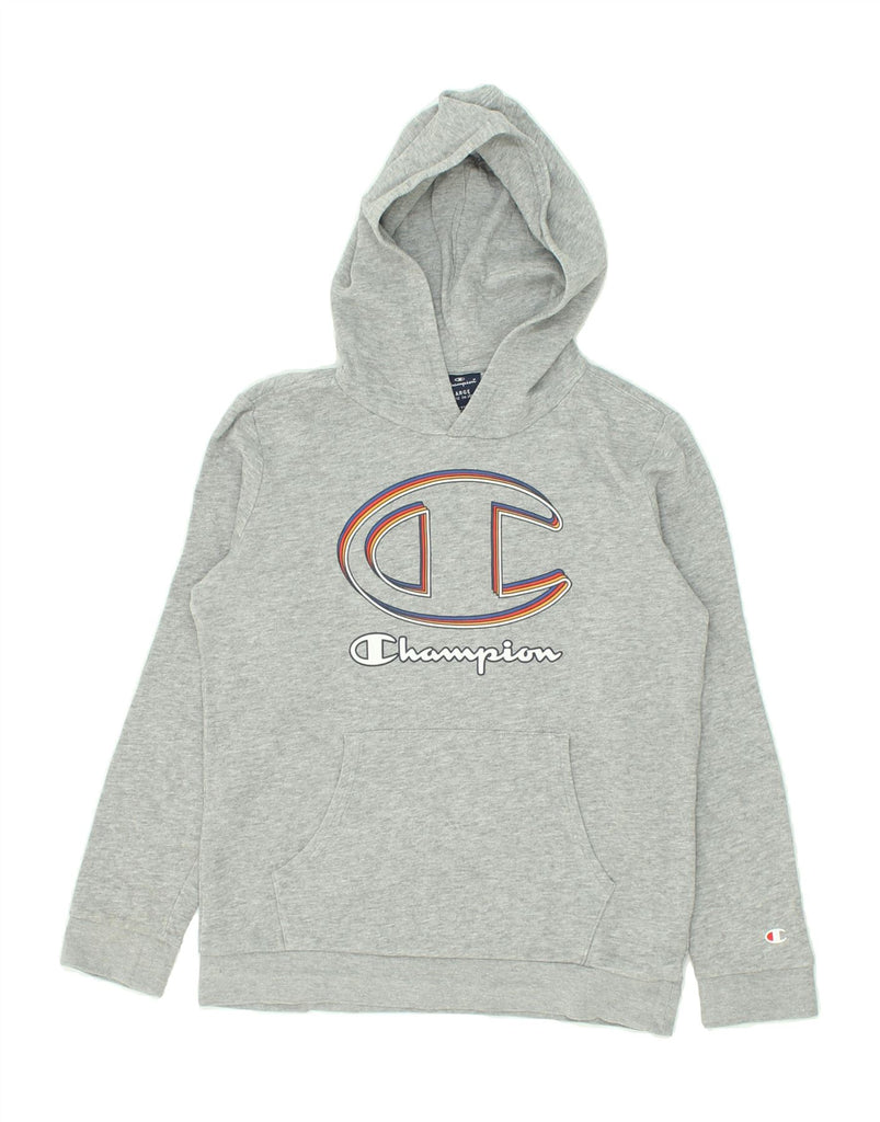 CHAMPION Boys Graphic Hoodie Jumper 11-12 Years Large Grey Cotton | Vintage Champion | Thrift | Second-Hand Champion | Used Clothing | Messina Hembry 