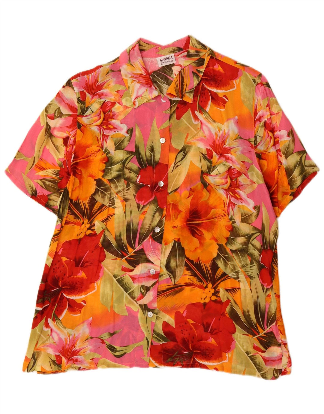Kingfield Womens Short Sleeve Shirt Blouse EU 42 Large Multicoloured Floral