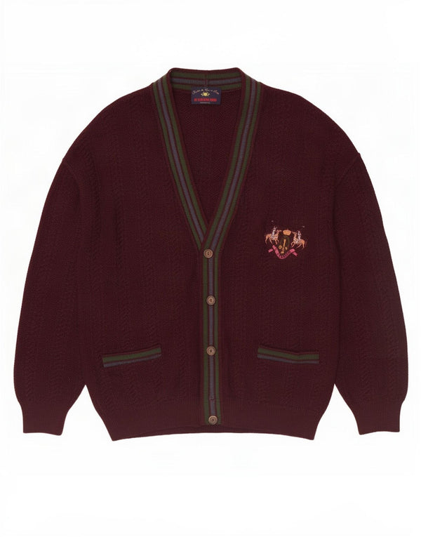Il Granchio Mens Cardigan Sweater Small Maroon Striped