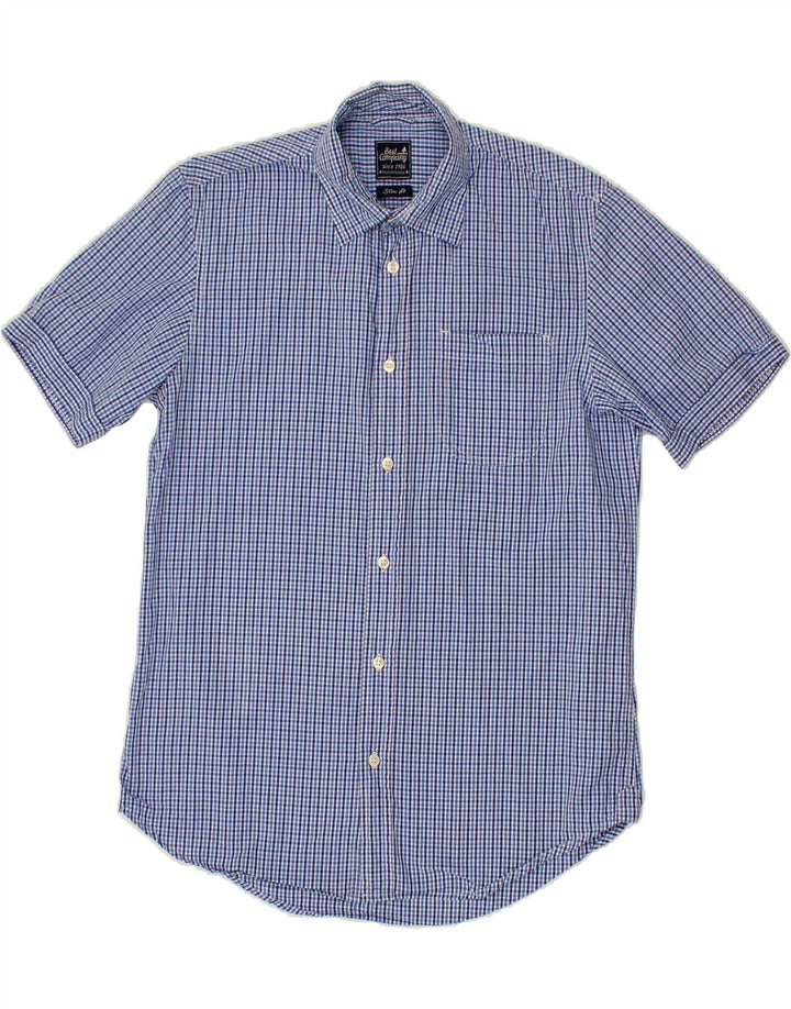 BEST COMPANY Mens Slim Fit Short Sleeve Shirt Medium Blue Check Cotton Vintage Best Company and Second-Hand Best Company from Messina Hembry 